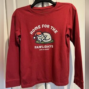 Kids 🐱 Xmas Cat Shirt - Long Sleeve Red - 100% Cotton
